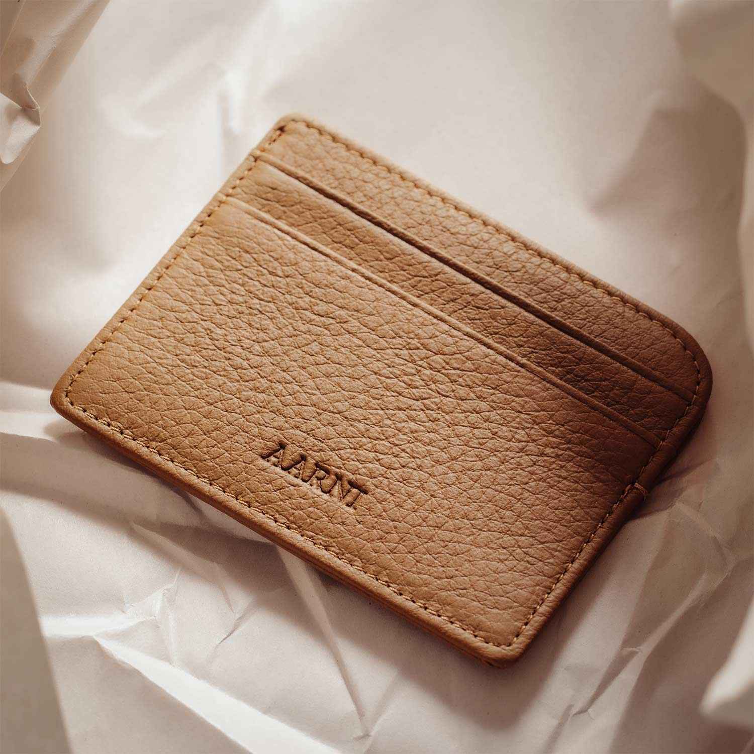Elk Leather Card Holder (Cognac) - Image 3