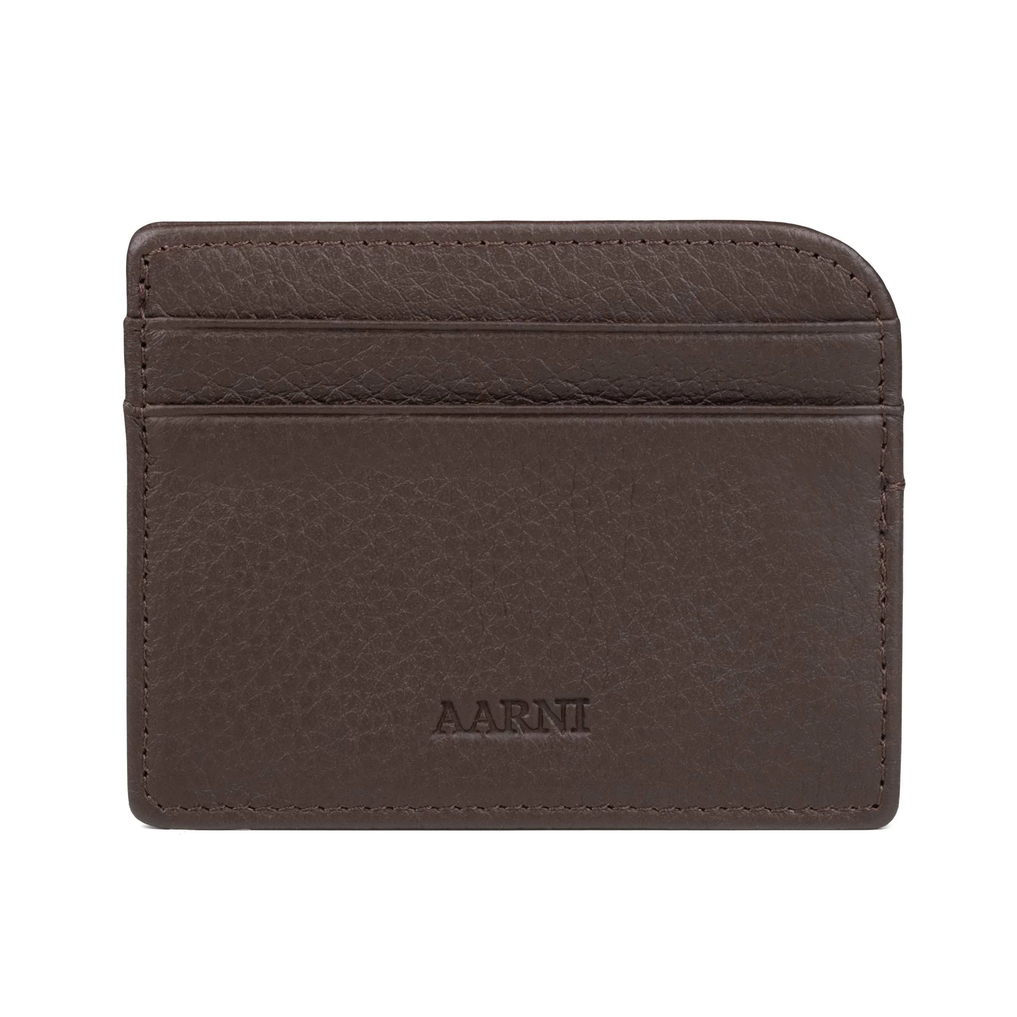 Elk Leather Card Holder (Dark Brown)
