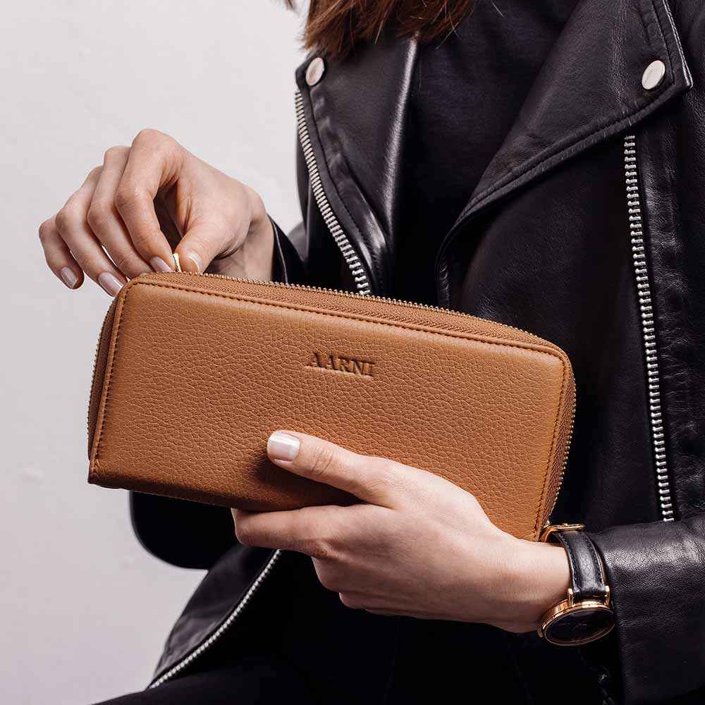 Elk Leather Clutch Wallet (Cognac) - Image 4