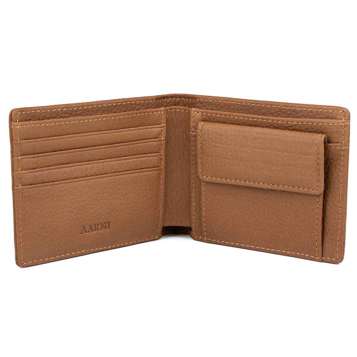 Elk Leather Wallet with Coin Pocket (Cognac) - Image 2