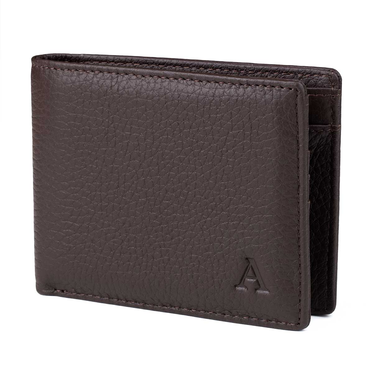 Elk Leather Wallet with Coin Pocket (Dark Brown)