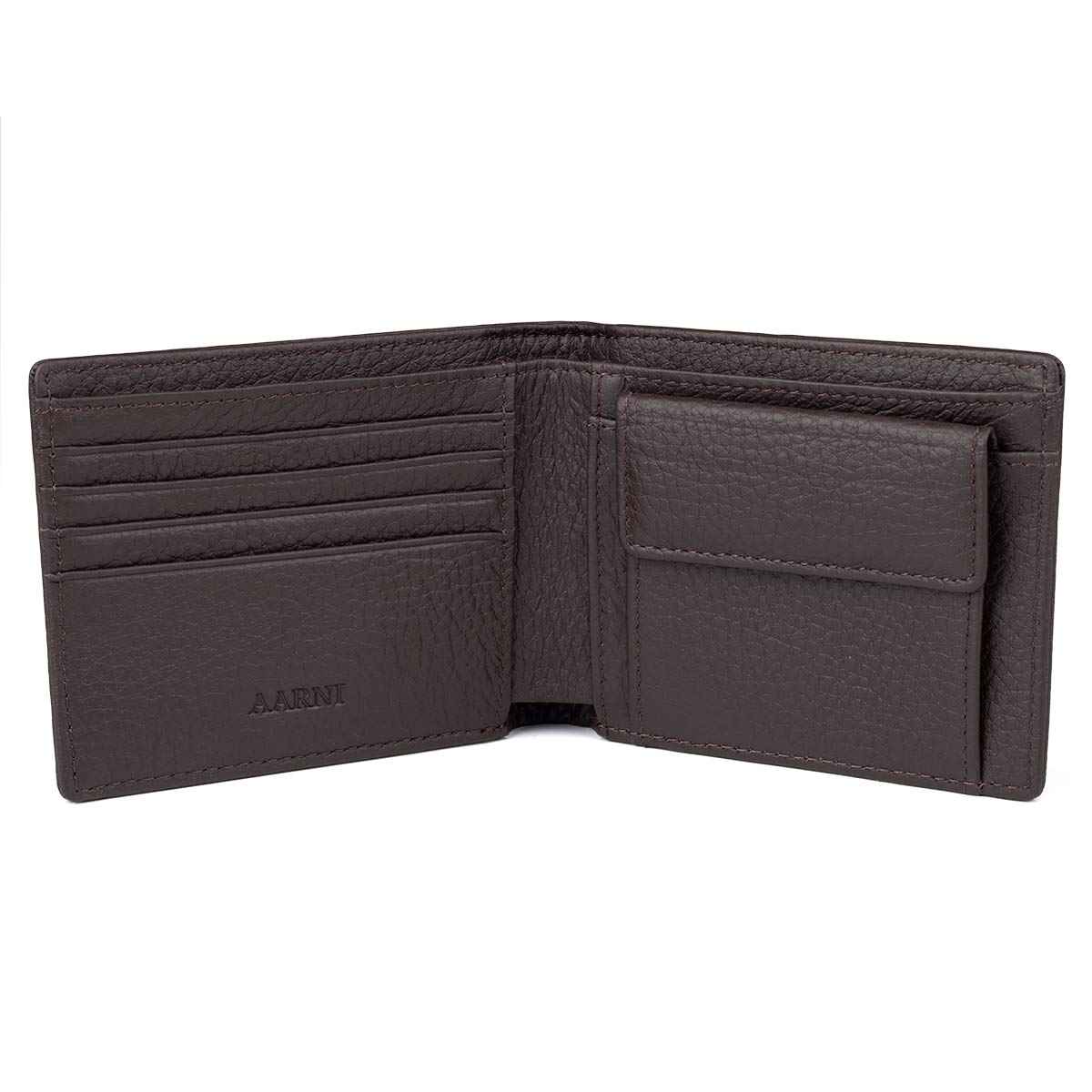 Elk Leather Wallet with Coin Pocket (Dark Brown) - Image 2
