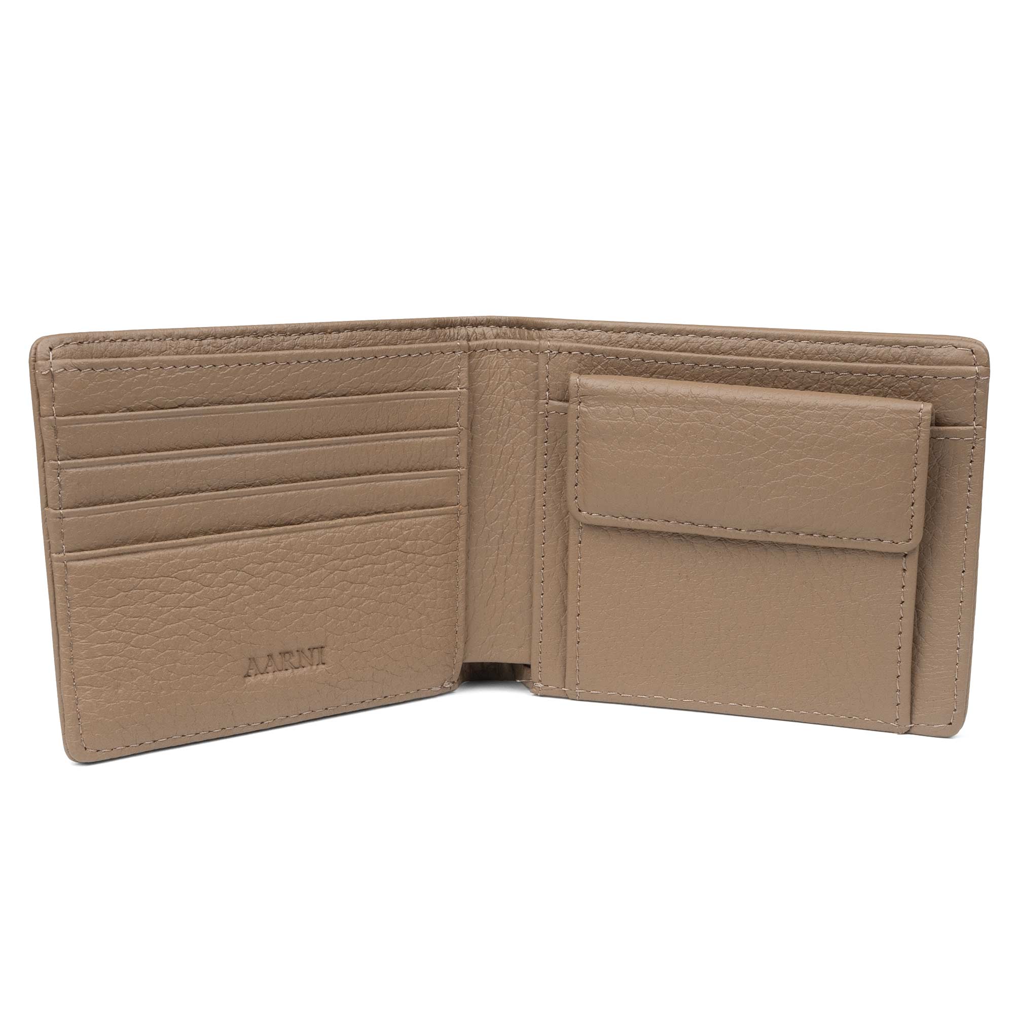 Elk Leather Wallet with Coin Pocket (Sand) - Image 2