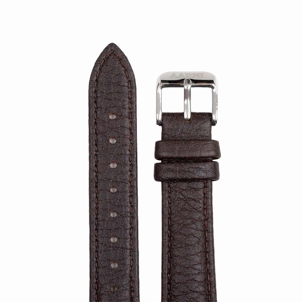 Elk Leather Watch Band 16mm (Dark Brown)