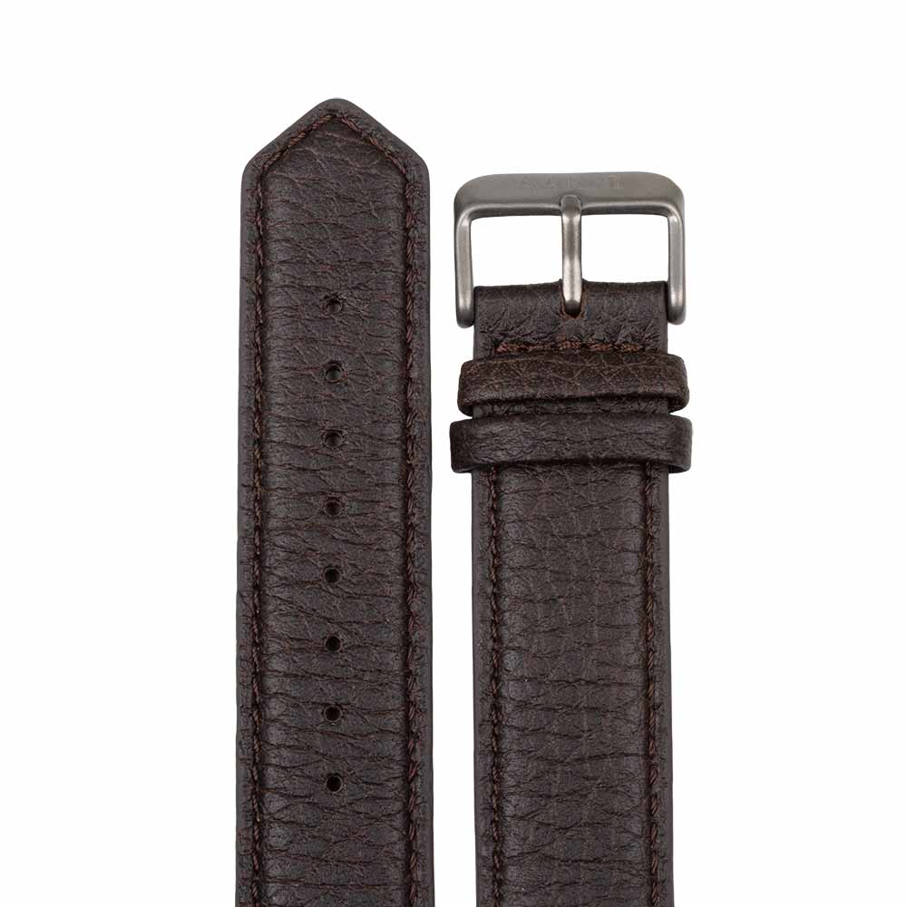 Elk Leather Watch Band 20mm (Dark Brown)